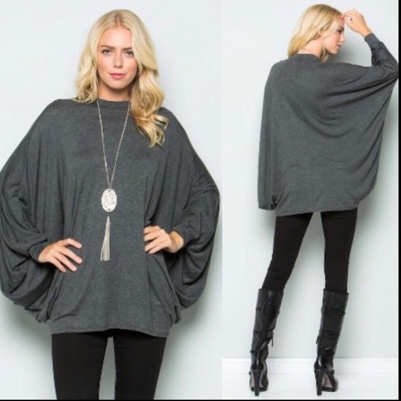 Oversized Style Tunic Top Bat Sleeves - Picture 2 of 3